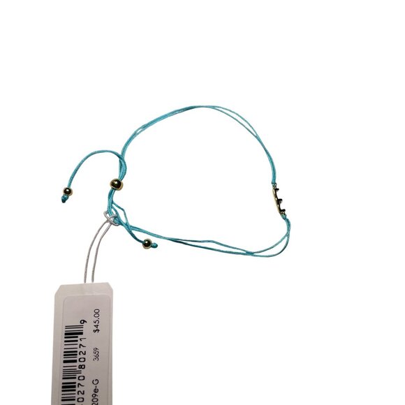Gorjana Initial Prism Bracelet – Blue String, Letter "E" - Picture 4 of 5